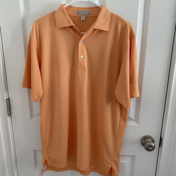 Peter Millar Polo Shirt Mens Medium Light Orange Solid Golf M - Picture 8 of 9